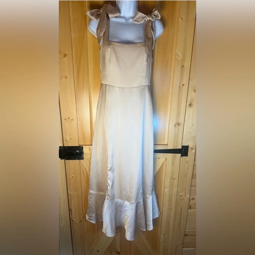 Show‎ Me Your Mumu Claire Champagne Luxe Satin Midi Dress Polyester Med